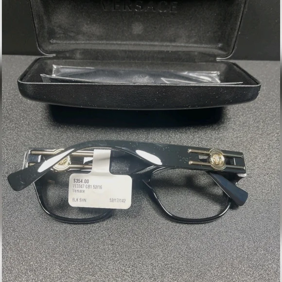 Versace Italy B Mod 3347 52[]17-142 Black Eyeglasses / Frames W/Case MF - Picture 3 of 6